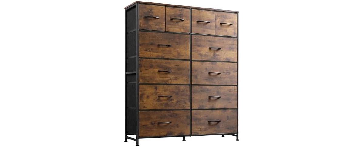 Wlive Tall Dresser for Bedroom with 12 Drawers Dressers & Chests of Drawers Fabric Dresser for Bedroom Closet Fabric Storage Dresser with Storage Draw