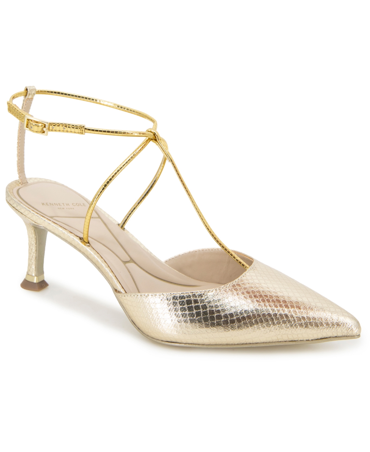 Women's Umi T-Strap Pumps - Gold Snake