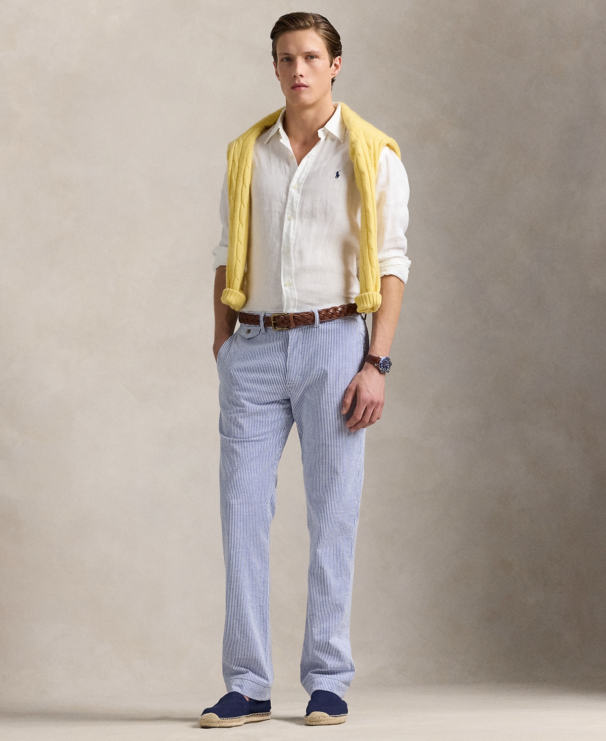 Polo Ralph Lauren Men's Classic Fit Linen Shirt In Ceramic White