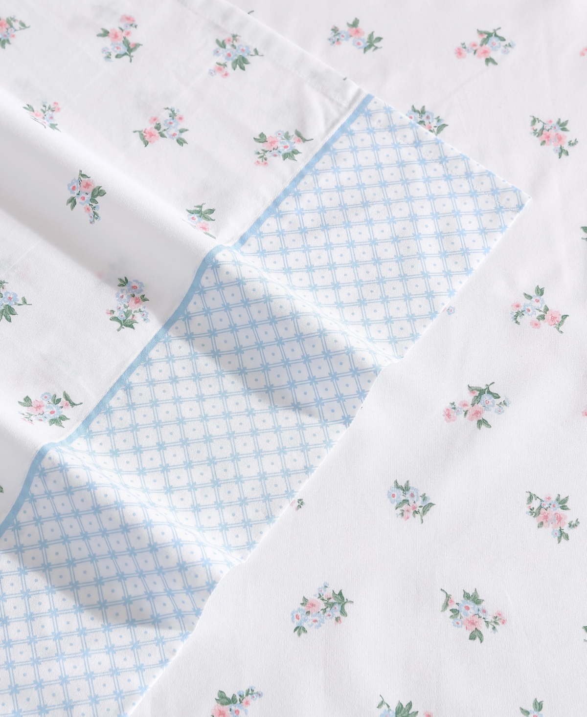 Laura Ashley Harperette Printed Hem 200-Thread Count Cotton Percale 4 -Pc. Sheet Set, Full