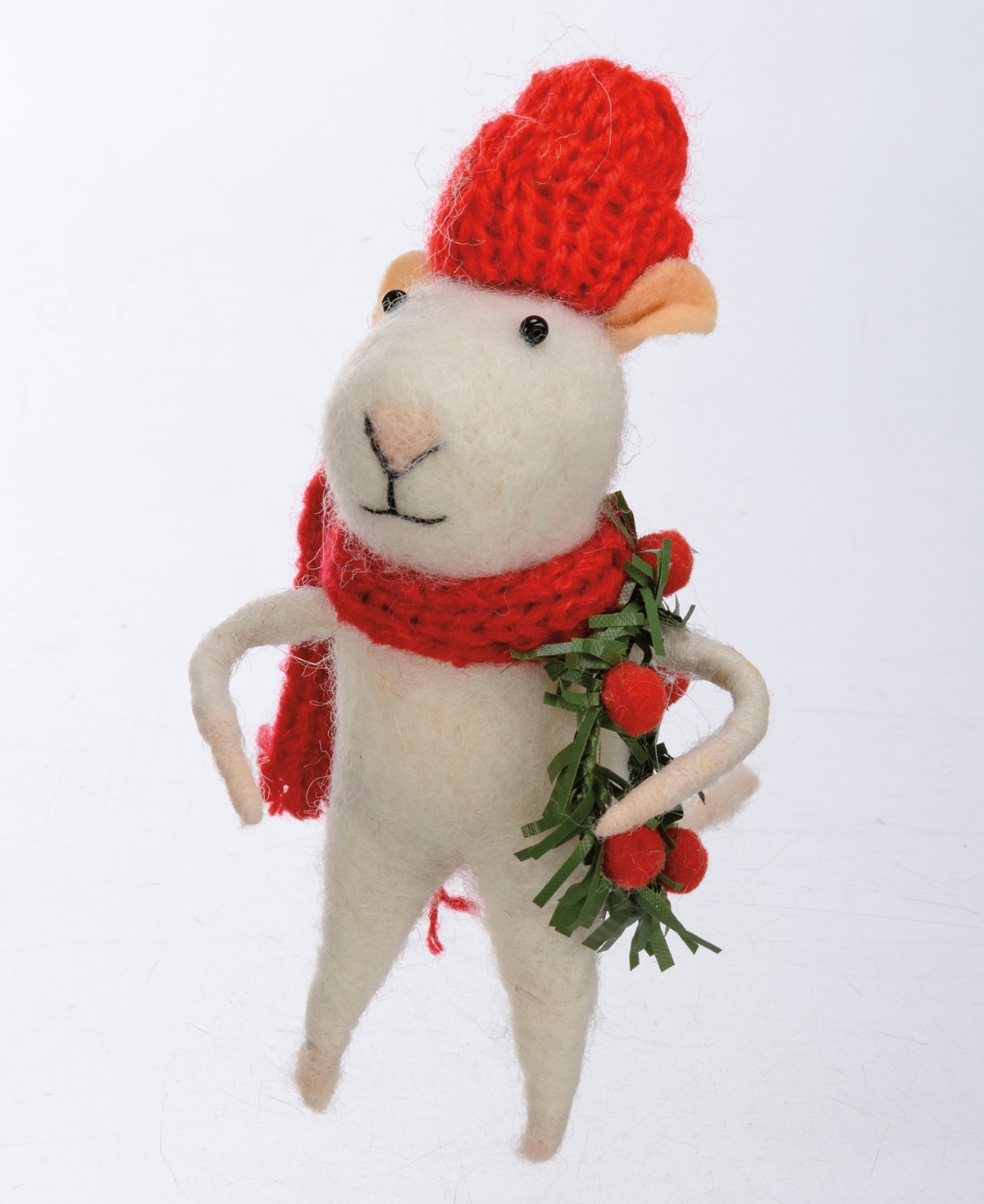 Primitives By Kathy Set Of 5 Hanging Felt Christmas Mice Figurines In Red,white