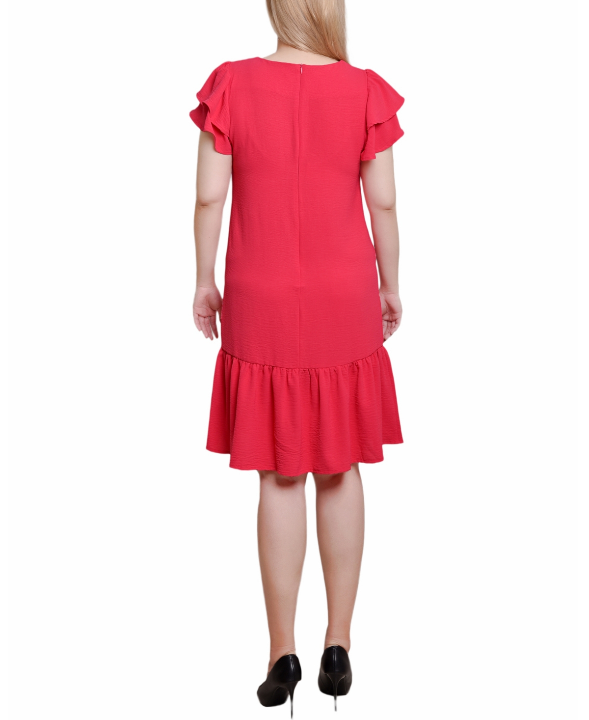 Ny Collection Women's Double Layer Flutter Sleeve Dress In Raspberry