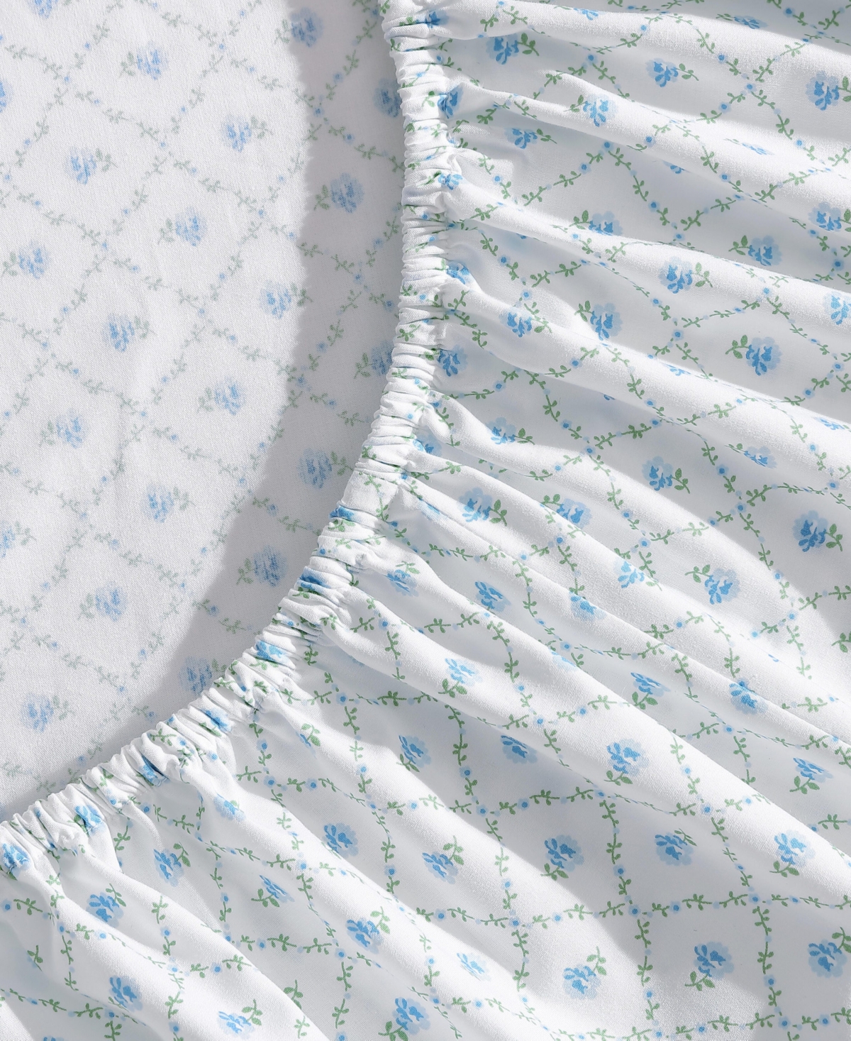 Laura Ashley 200-thread Count Cotton Percale 3 -pc. Sheet Set, Twin In Kate Printed Hem