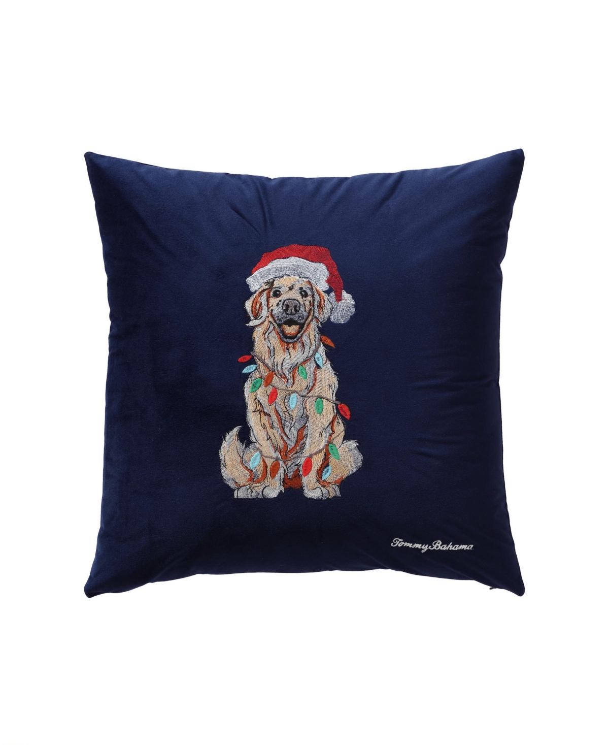 Tommy Bahama Home Holiday Retriever Felt Decorative Pillow, 20" X 20" In Navy