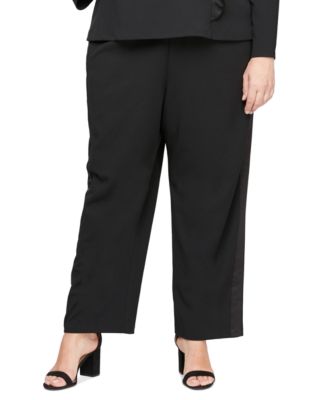 Alex Evenings - Plus Size Satin Tuxedo Stripe Pants