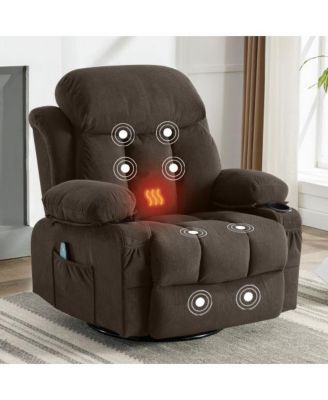 Swinging Recliner Massage Heated Sofa with USB and 2 Cup Holders