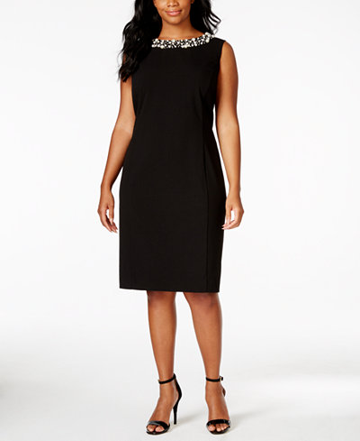 Calvin Klein Plus Size Embellished Sheath Dress - Dresses - Women - Macy&#39;s