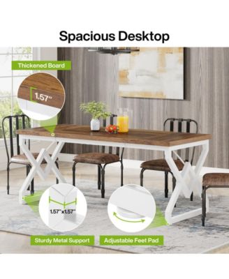 Large Office Computer Desk with Extra Thick Wooden Tabletop and Metal Frame, 63 Inch Executive Desk for Home Office