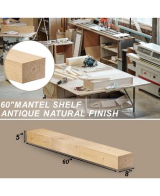 Solid Pine Wood Cap-Shelf Mantel in Natural Wood