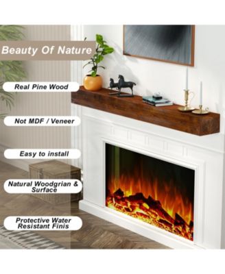Solid Pine Wood Cap-Shelf Mantel in Natural Wood