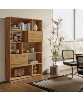 8-Shelf and 2-Cabinet Tall Bookcase with Doors