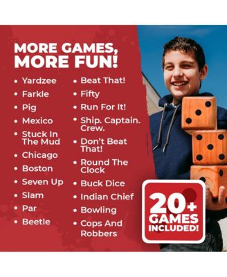 Yardzee, Farkle & 20+ Games - Classic Red Shaker Edition (All Weather) with Red Collapsible Bucket, Lid & Score Cards