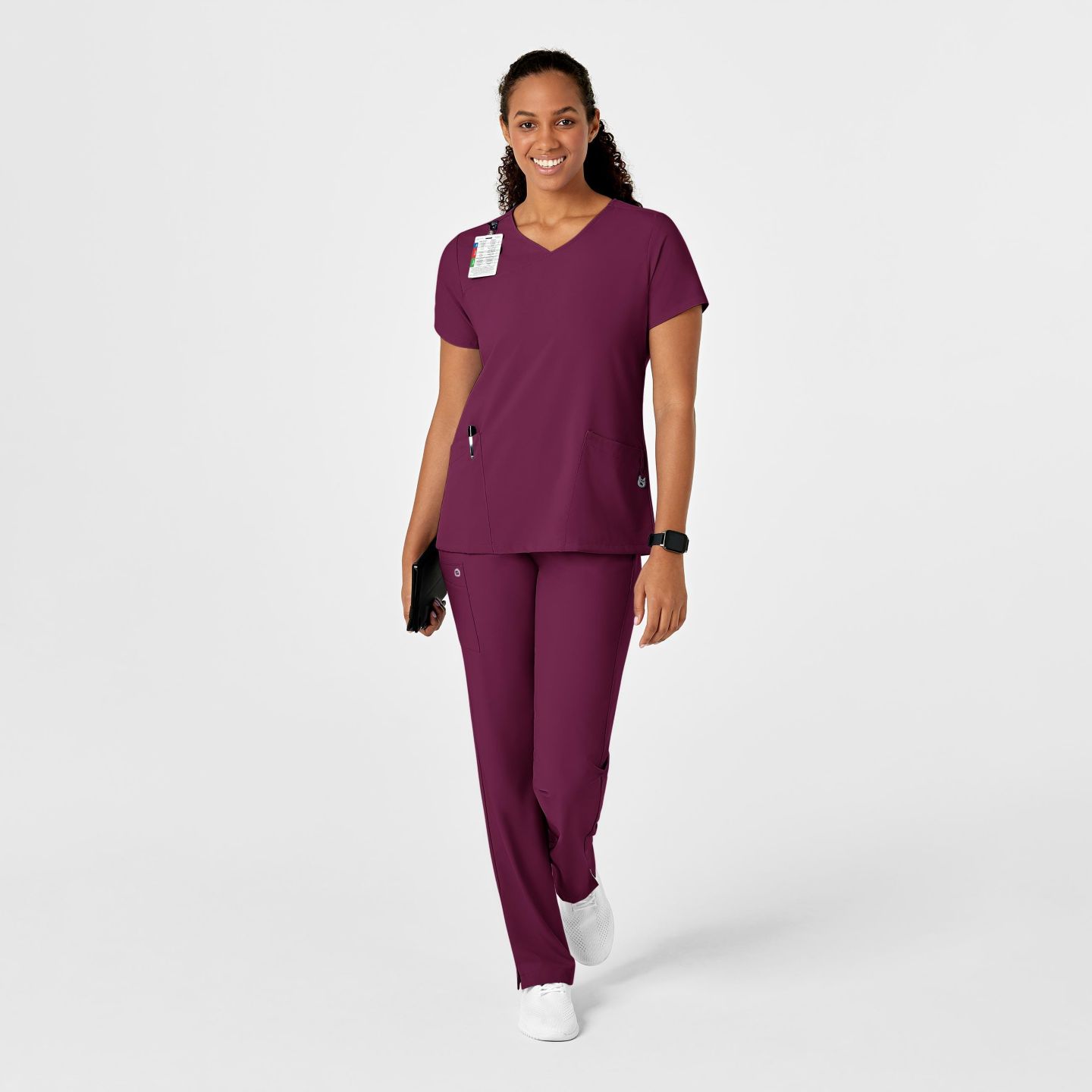 Женский топ Wink Plus Size W123 Y-Neck Wrap Scrub, цвет: Винный — фото 2