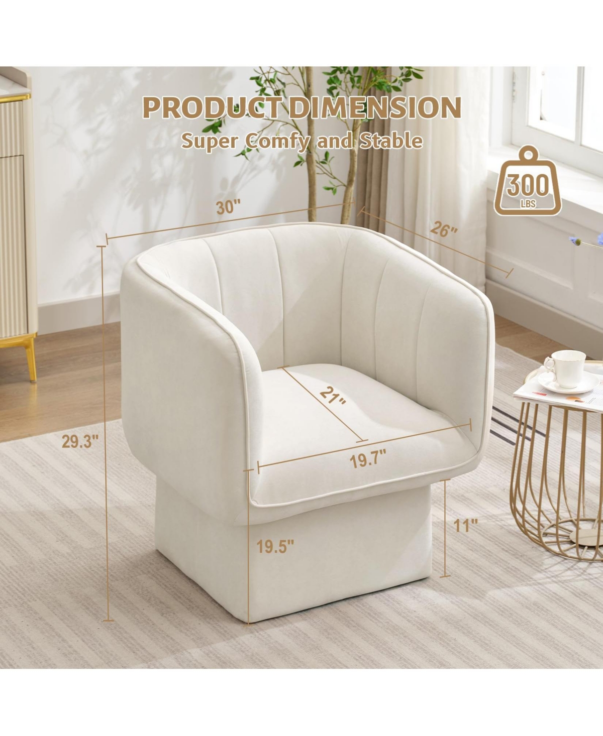 gaomon Swivel Accent Chair, Mid-Century 360° Round Armchair for Bedroom, Living Room, Office & Waiting Room