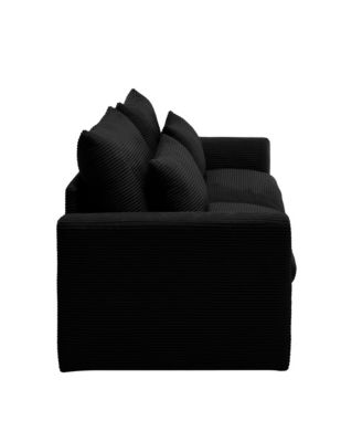 Modern Sofa 2 Seater Corduroy Fabric Sofa with Armrests for Apartment Living Room, Black