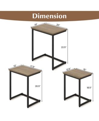 3 Pcs Nesting Coffee End Table Set Stacking Side Nightstand Living Room Rustic