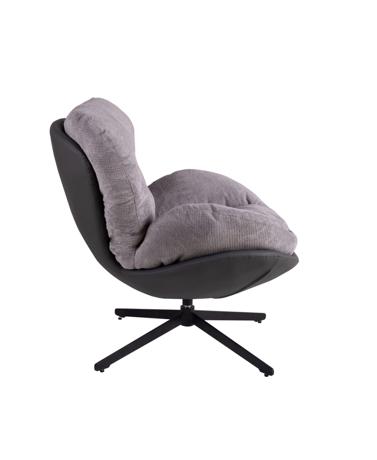 Streamdale Furniture 360° Swivel Accent Chair, Modern Chenille Lounge Chair with Faux Leather andMetal Base Frame, Comfortable Reading Cha