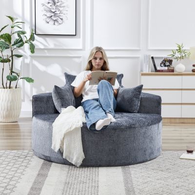 Chenille Sofa Sleeper, 55'', Assembly-Free, Modern Lounge Chair