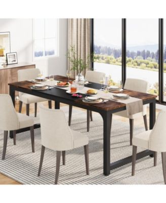 71"x31.5" Dining Table, Industrial for 6-8 Person, Rectangular Dinner Table for Dining Room Kitchen Living Room, with Heavy Duty Metal Legs