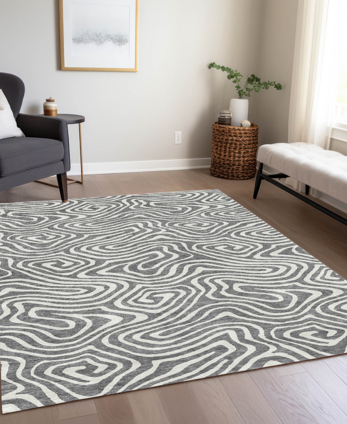 Addison Chantille Machine Washable Acn1020 9'x12' Area Rug In Gray