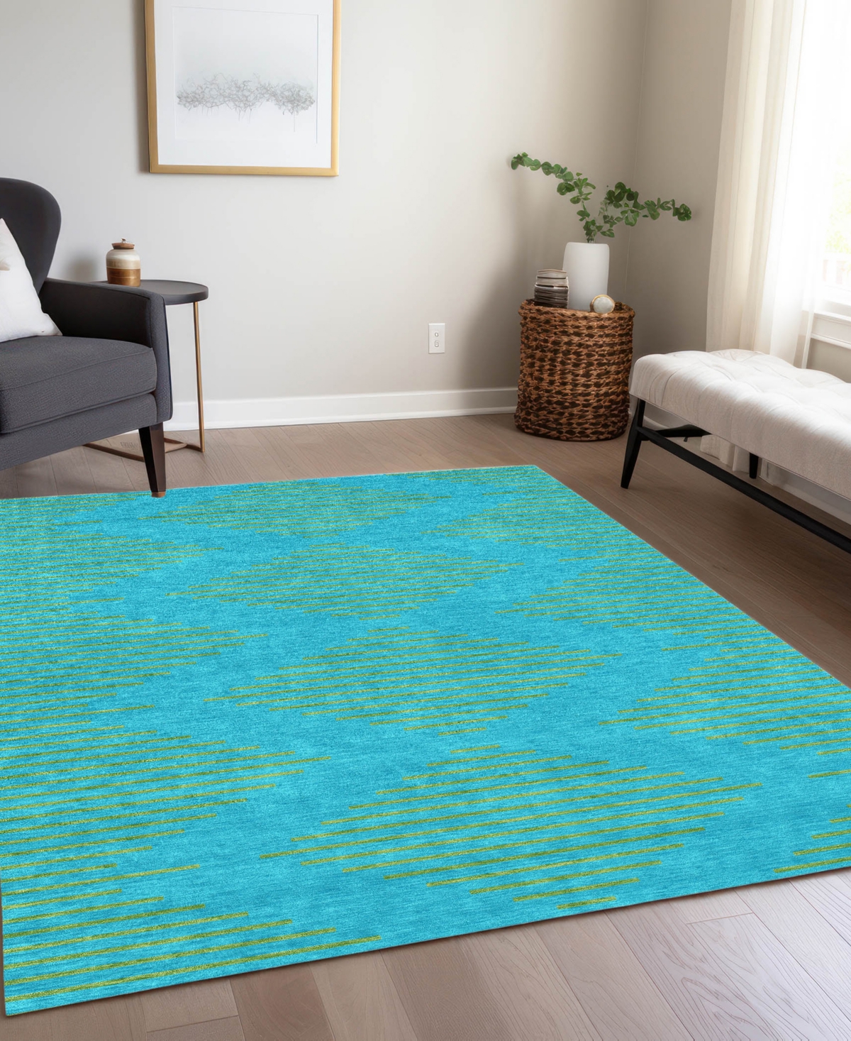 Addison Chantille Machine Washable Acn1017 9'x12' Area Rug In Aqua