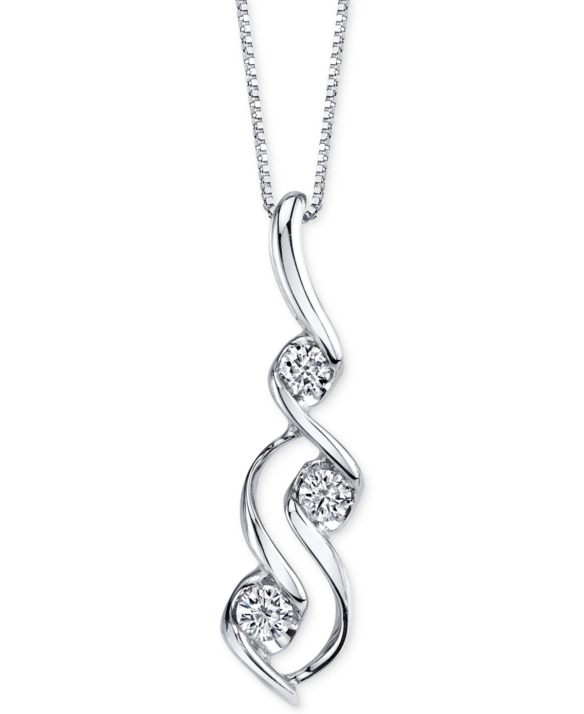 Diamond Swirl Pendant Necklace (1/3 ct. t.w.) in 14k White Gold - White Gold