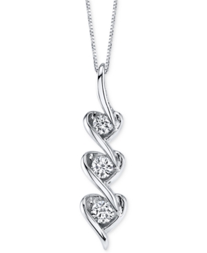 image of Sirena Diamond Heart Pendant Necklace in 14k White Gold (1/5 ct. t.w.)
