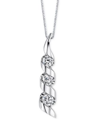 Macy's - Diamond Swirled Pendant Necklace (1/8 ct. t.w.) in 14k White Gold