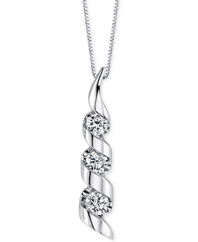 Sirena Diamond Swirled Pendant Necklace (1/8 ct. t.w.) in 14k White Gold