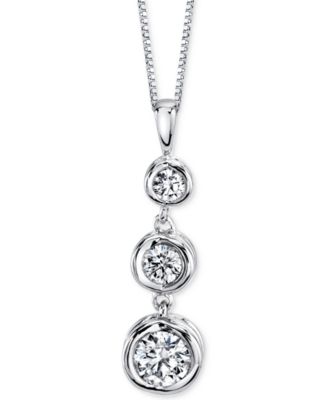 Sirena - Diamond Three-Stone Pendant Necklace (1/3 ct. t.w.) in 14k Yellow or White Gold