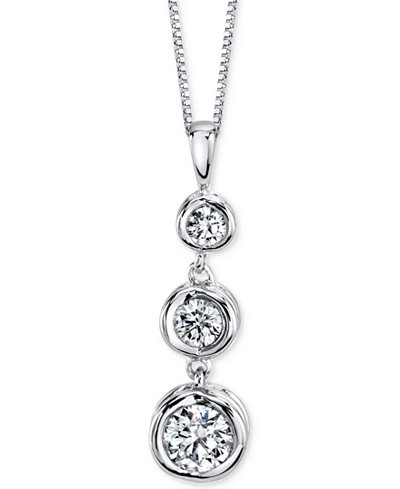 Sirena Energy Diamond Three-Stone Pendant Necklace (1/3 ct. t.w.) in 14k Yellow Gold or White Gold