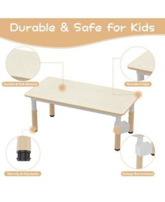 Kids Table and 6 Chair Set with Storage Box, Height Adjustable Toddler Table and Chairs Set for Ages 2-10, Graffiti Desktop, Non-Slip Legs, Children Activity Table for Daycare Classroom Home