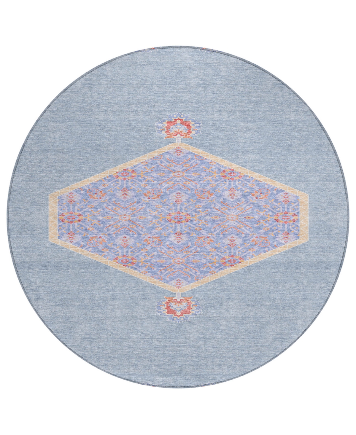Addison Chantille Machine Washable Acn1011 8'x8' Round Area Rug In Denim