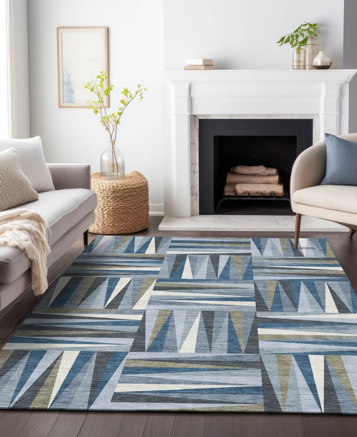 Addison Chantille Machine Washable Acn1012 3'x5' Area Rug In Denim