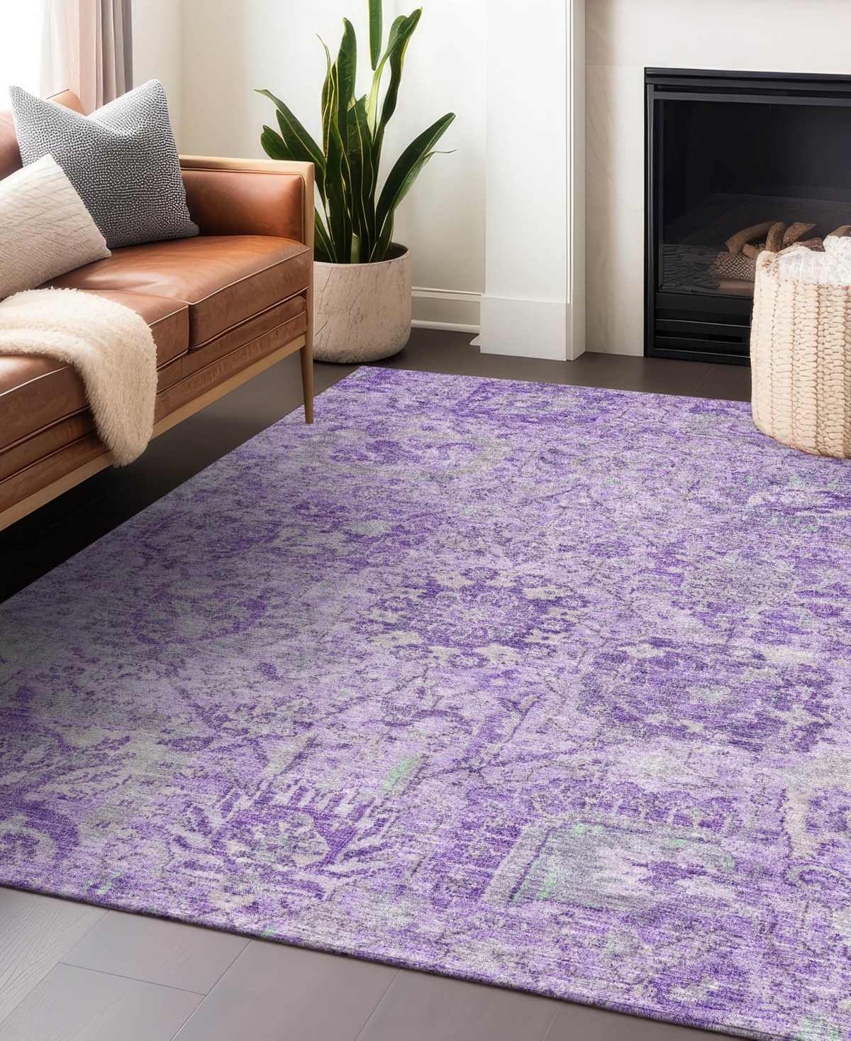 Addison Chantille Machine Washable Acn1102 9'x12' Area Rug In Lavender