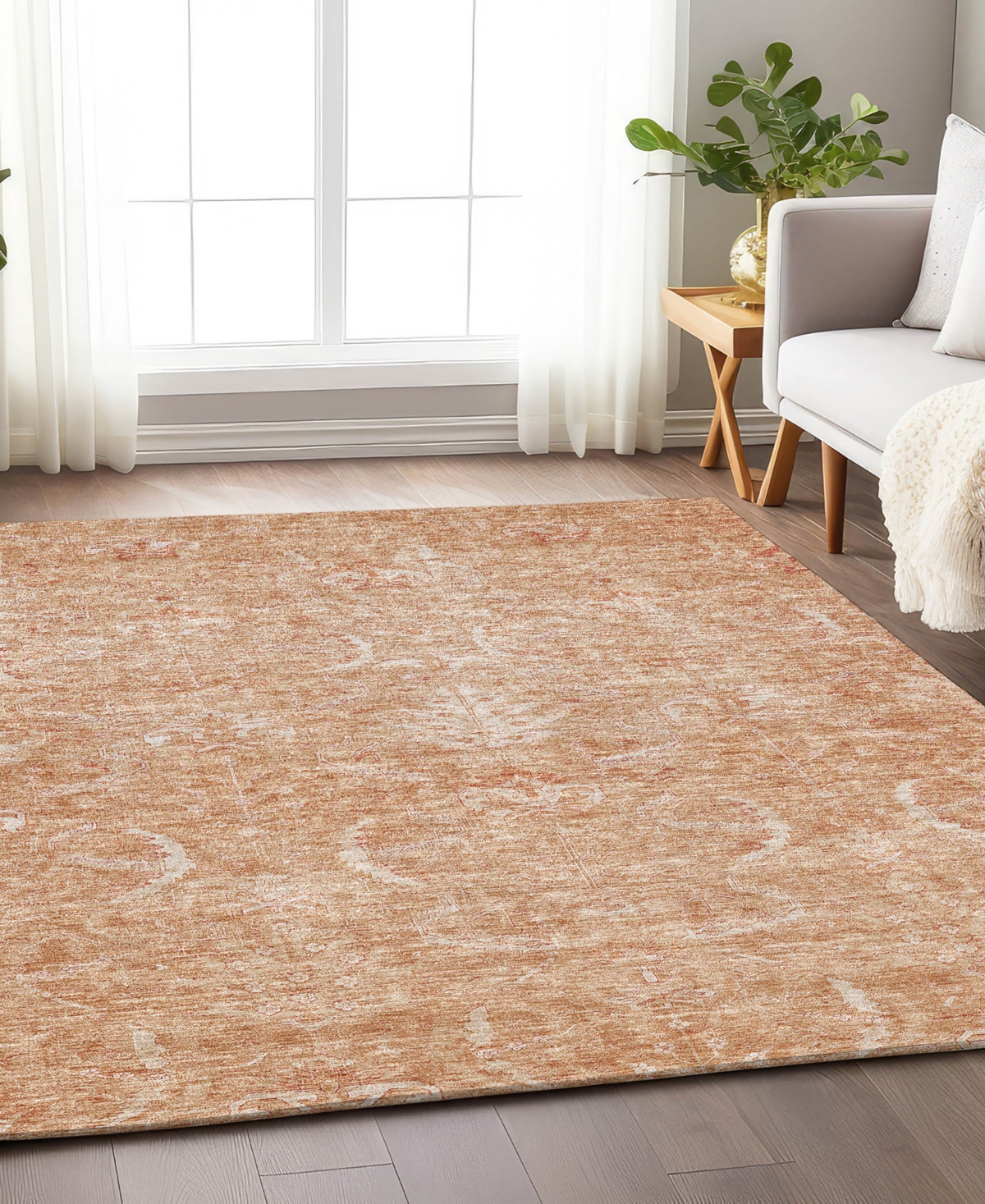 Addison Chantille Machine Washable Acn1083 9'x12' Area Rug In Salmon