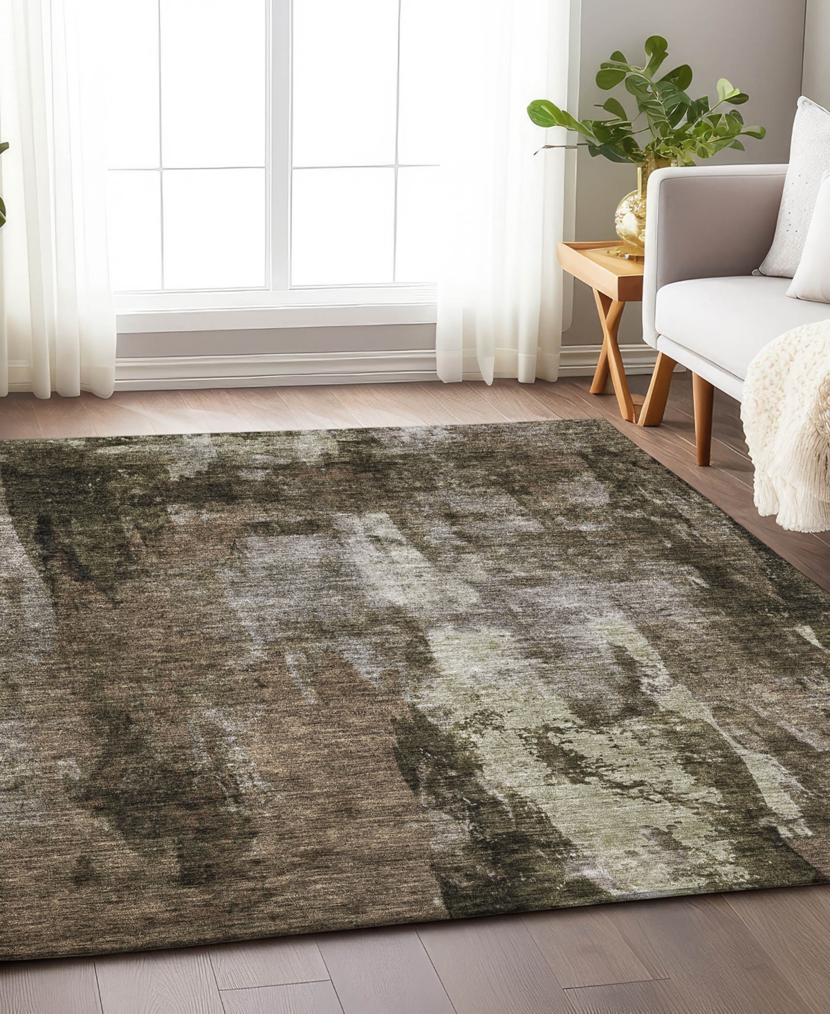Addison Chantille Machine Washable Acn1077 8'x10' Area Rug In Brown