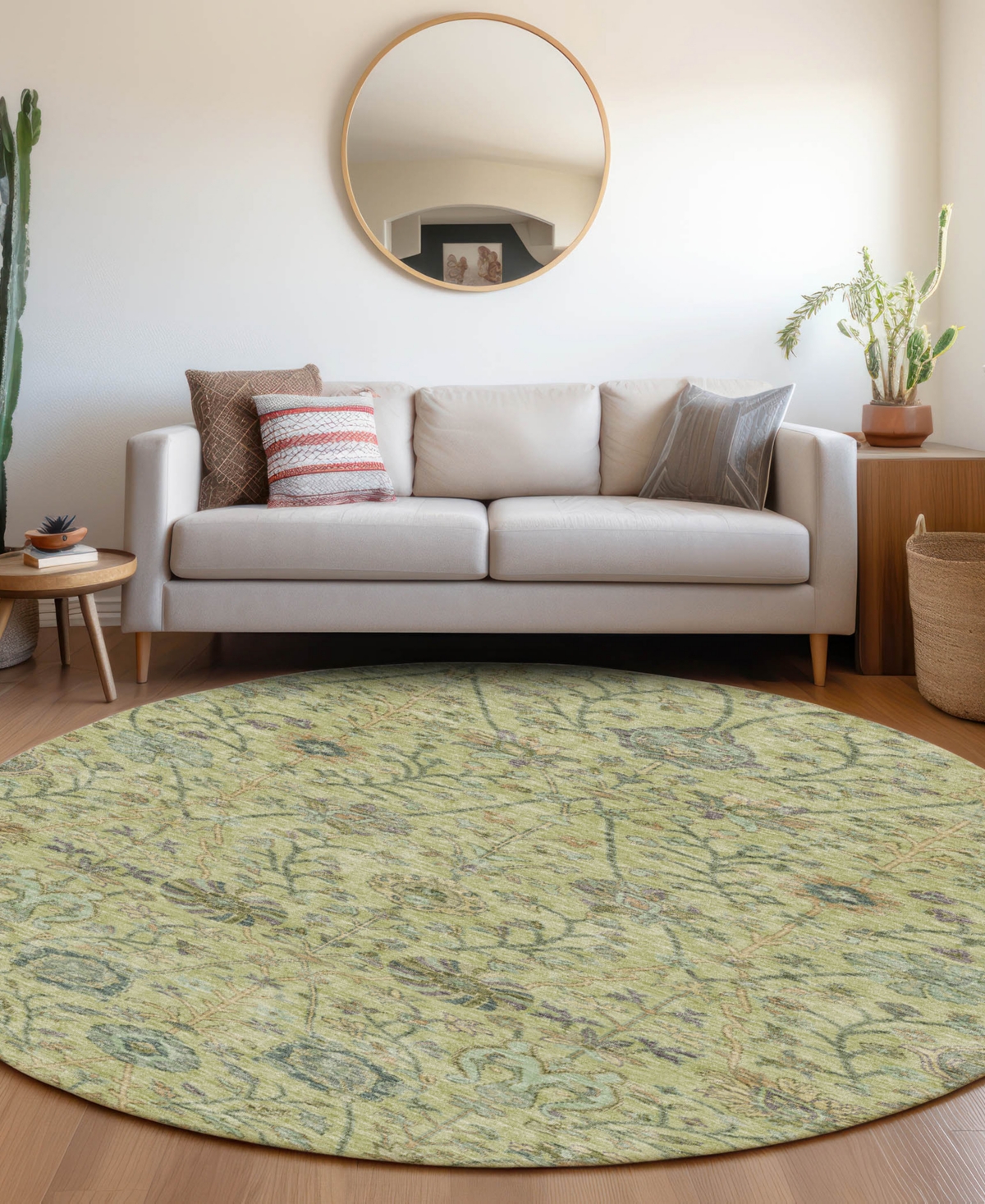 Addison Chantille Machine Washable Acn1087 8'x8' Round Area Rug In Mint