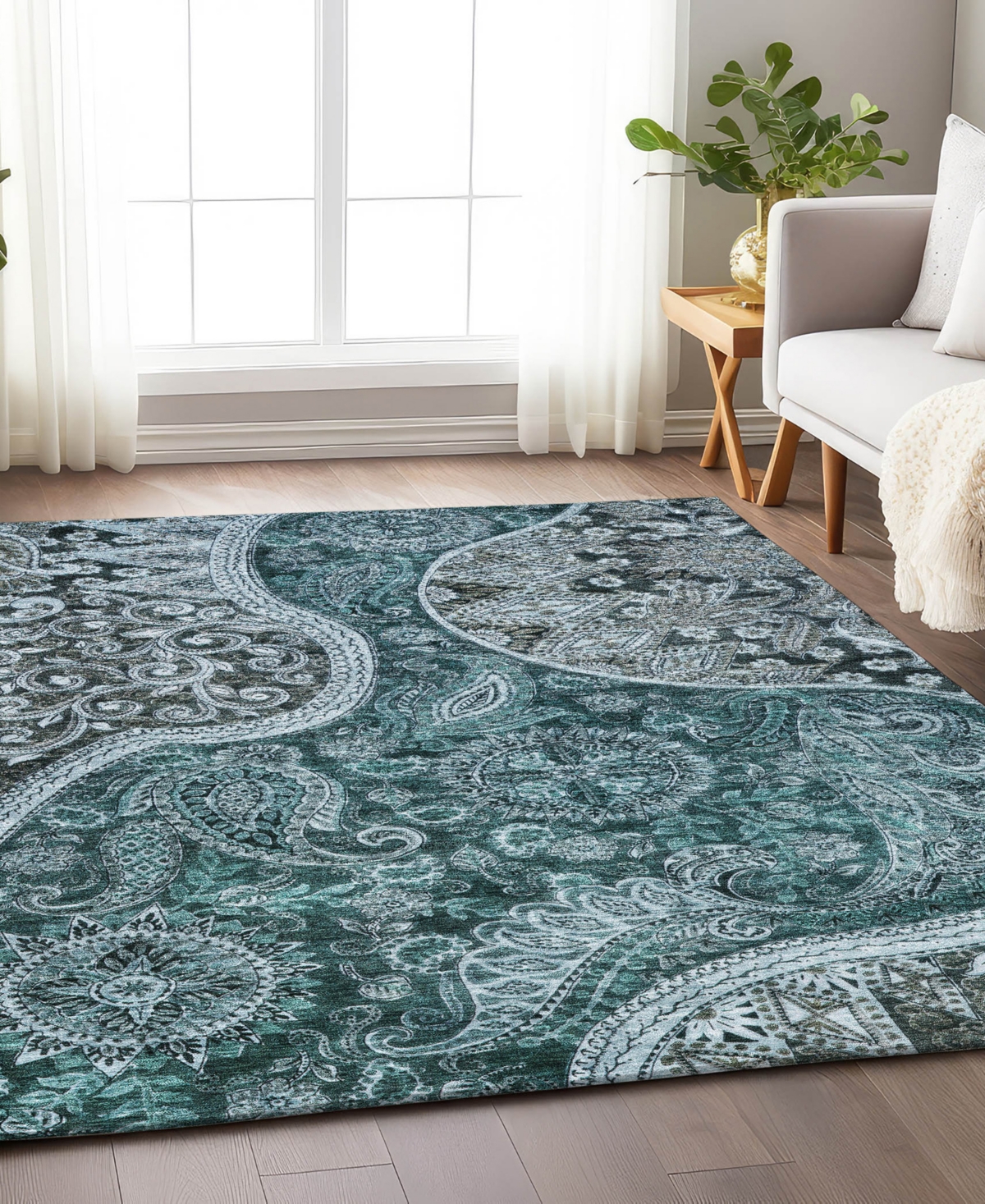 Addison Chantille Machine Washable Acn1078 2'6"x3'10" Area Rug In Teal