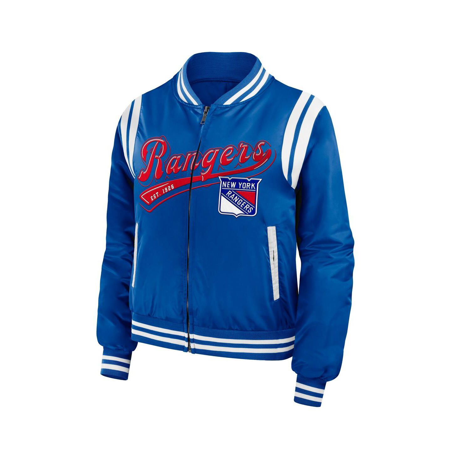 Женская куртка WEAR by Erin Andrews Blue New York Rangers Baller Full-Zip Bomber — фото 3