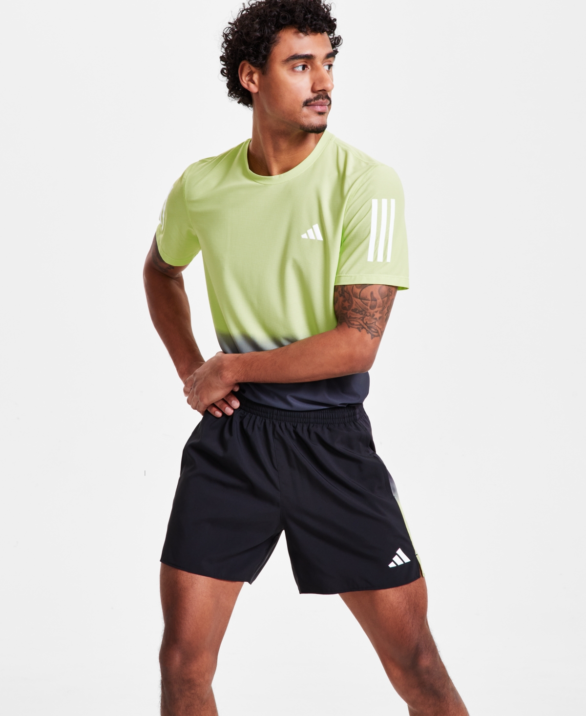 Adidas Originals Men's Own The Run Colorblocked Shorts In Black,green