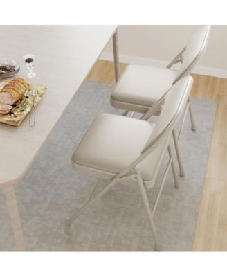 2 Pack Beige Folding Chairs With Padded Cushion and Back, Folding Chairs for Outside, Foldable Chairs With Metal Frame Hold Up to 350 Lbs, Metal Chairs for Home, Office, Indoor & Outdoor Events