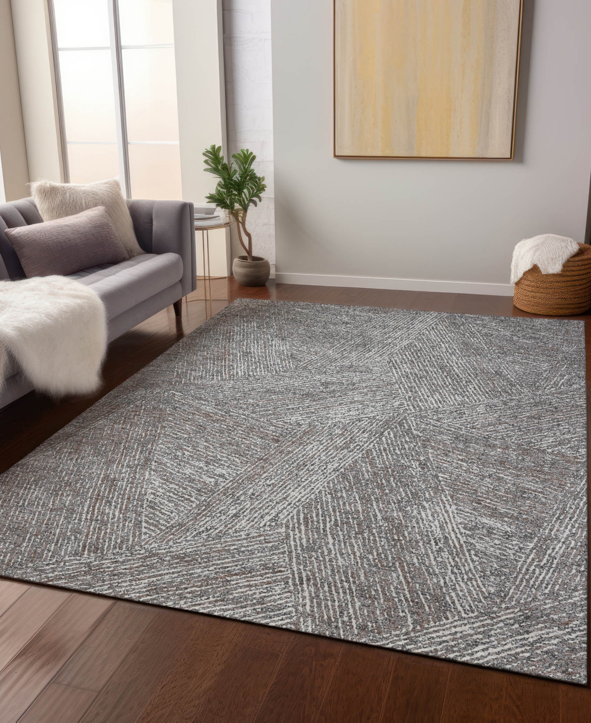 Addison Chantille Machine Washable Acn991 9'x12' Area Rug In Gray