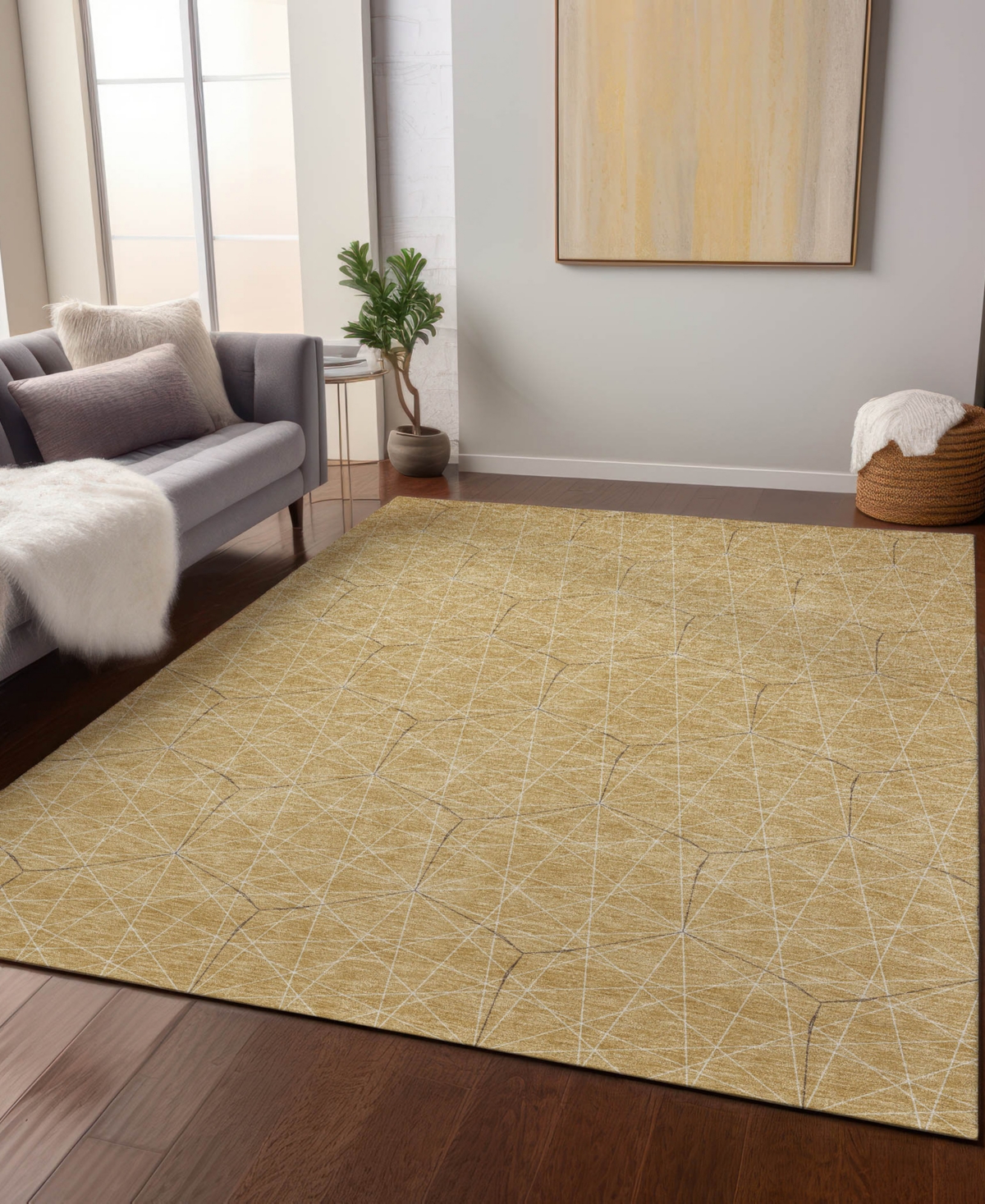 Addison Chantille Machine Washable Acn987 8'x10' Area Rug In Gold