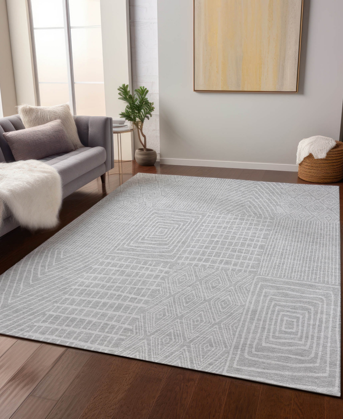 Addison Chantille Machine Washable Acn990 5'x7'6" Area Rug In Silver