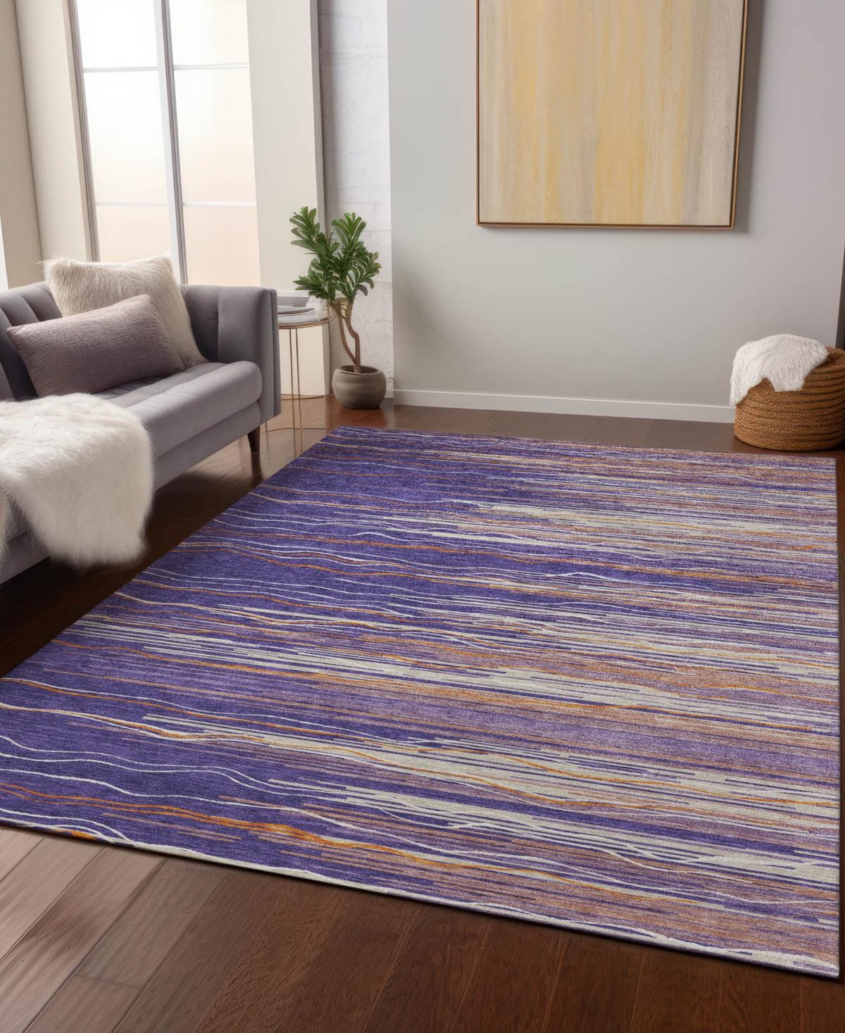 Addison Chantille Machine Washable Acn996 3'x5' Area Rug In Purple