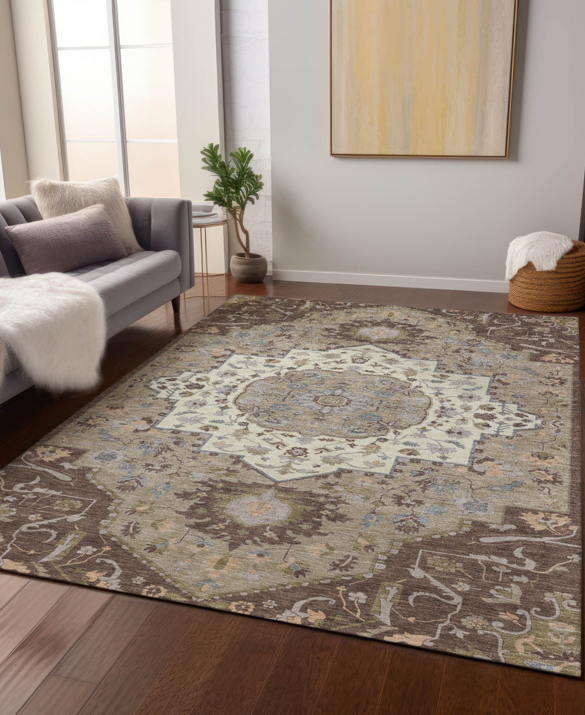 Addison Chantille Machine Washable Acn985 3'x5' Area Rug In Chocolate