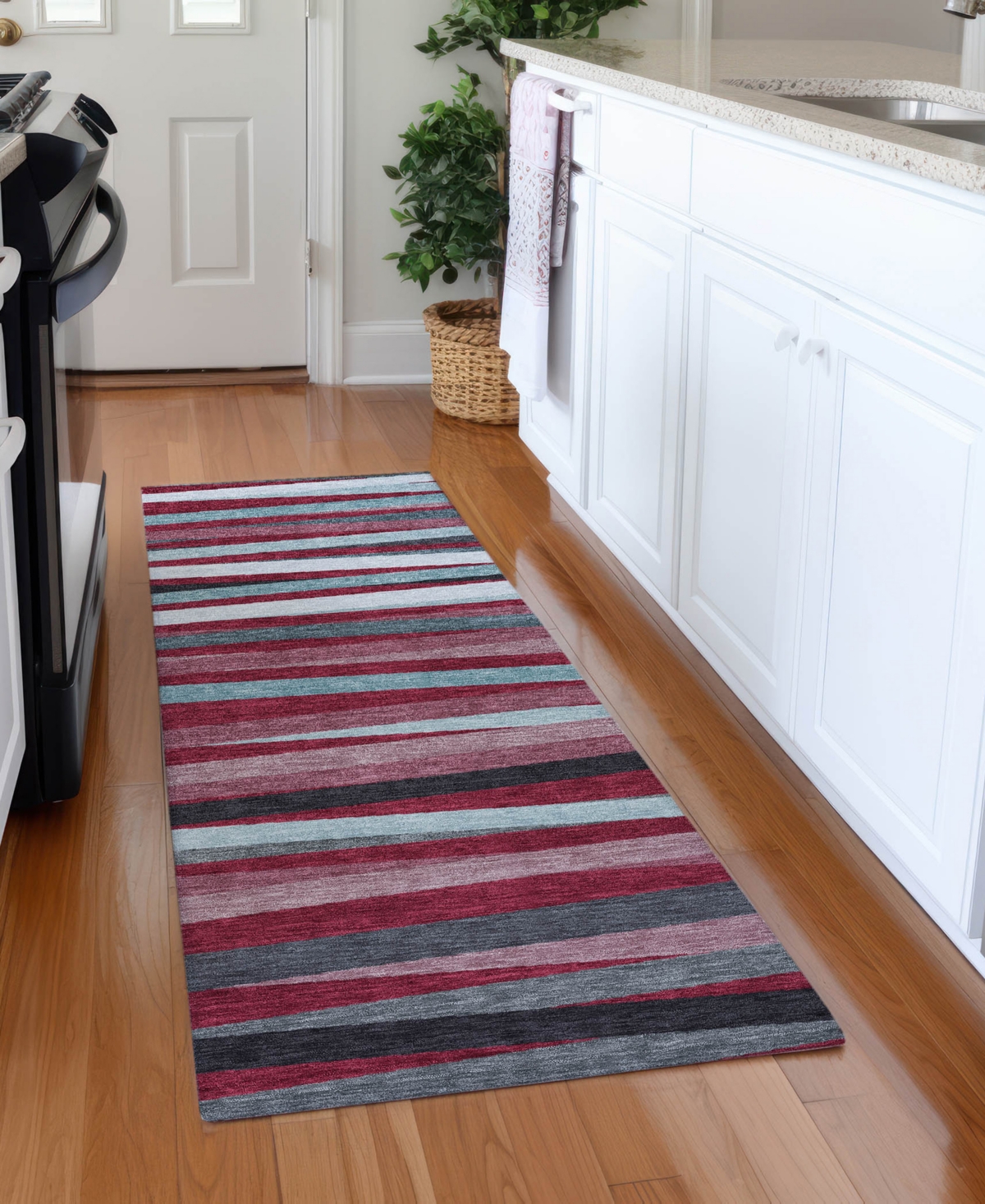 Addison Chantille Machine Washable Acn997 2'3"x7'6" Runner Area Rug In Burgundy
