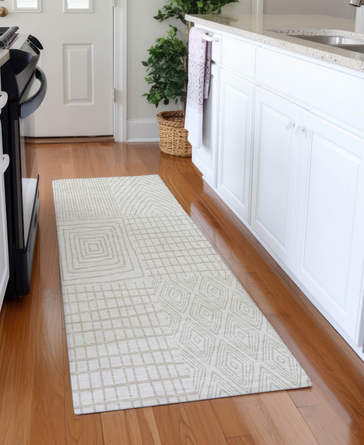 Addison Chantille Machine Washable Acn990 2'3"x7'6" Runner Area Rug In Ivory