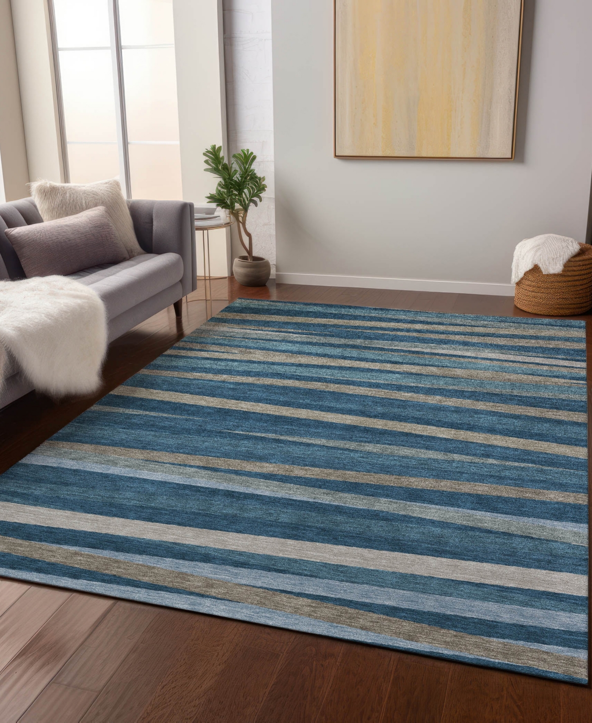 Addison Chantille Machine Washable Acn997 10'x14' Area Rug In Denim